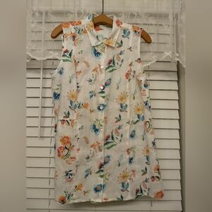 J Jill Sleeveless linen button down blouse